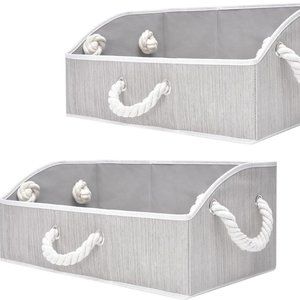 Storage Works Low Front Fabric Storage Bin w/Cotton Rope Handles, Clay, 2 Pack